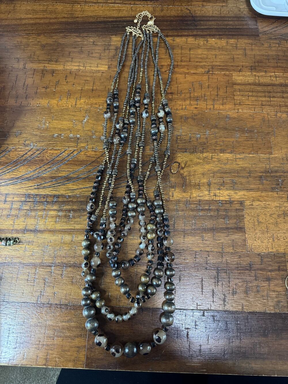 Brown and Gold Beaded Chicos Necklace